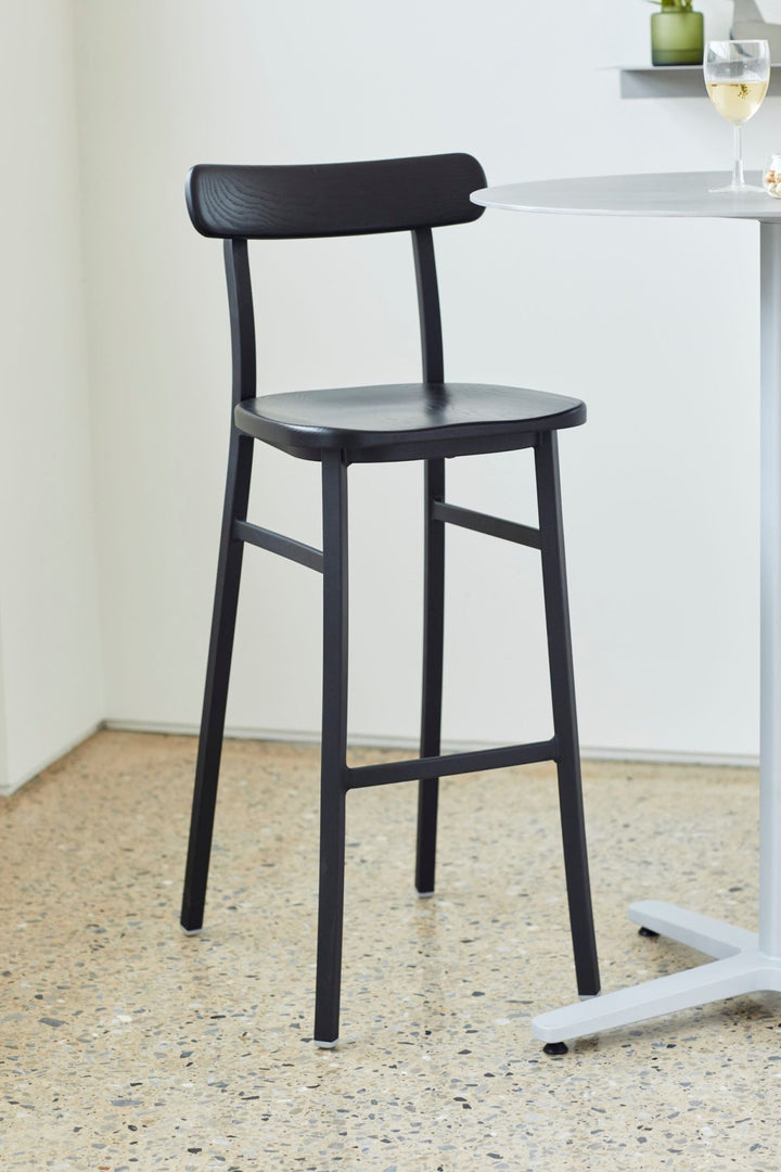 Utility Bar Stool - Emeco - Stools + Benches + Ottomans - Powder Coated Black - Walnut - HORNE