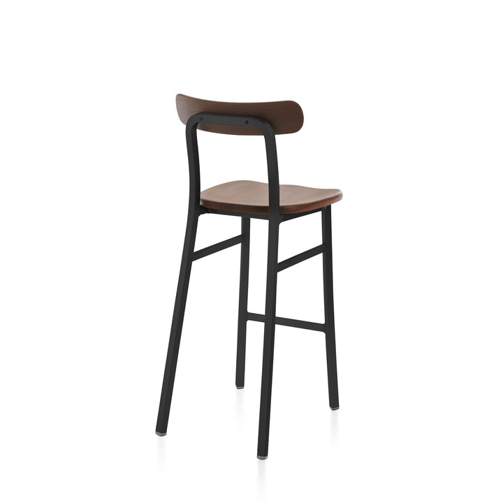 Utility Bar Stool - Emeco - Stools + Benches + Ottomans - Powder Coated Black - Walnut - HORNE