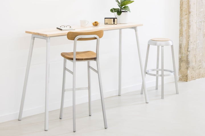 Utility Bar Stool - Emeco - Stools + Benches + Ottomans - Powder Coated Black - Walnut - HORNE