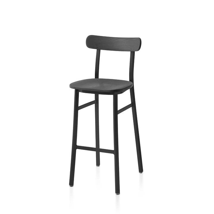 Utility Bar Stool - Emeco - Stools + Benches + Ottomans - Powder Coated Black - Dark Ash - HORNE