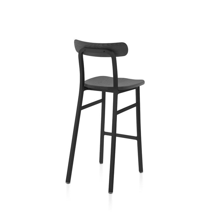 Utility Bar Stool - Emeco - Stools + Benches + Ottomans - Powder Coated Black - Dark Ash - HORNE