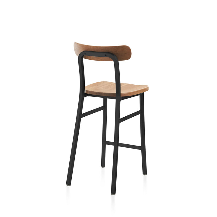 Utility Counter Stool - Emeco - Stools + Benches + Ottomans - Powder Coated Black - Oak - HORNE