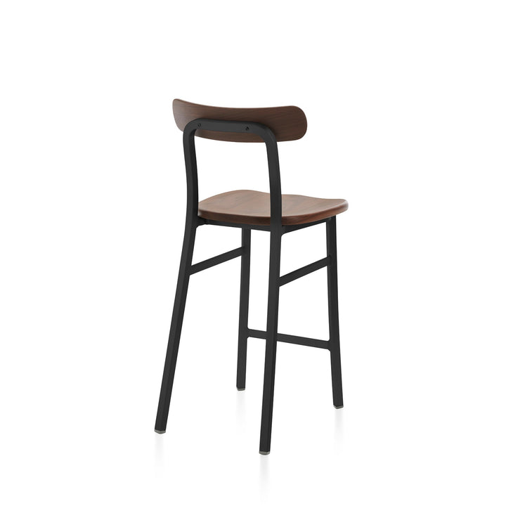 Utility Counter Stool - Emeco - Stools + Benches + Ottomans - Powder Coated Black - Walnut - HORNE
