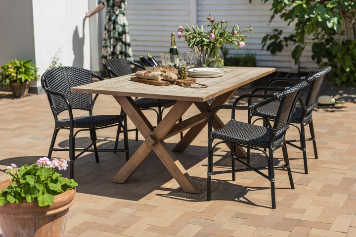 Valerie Arm Chair AluRattan - Sika Design - Outdoor Furniture - Almond - White / Cappuccino Dots - HORNE