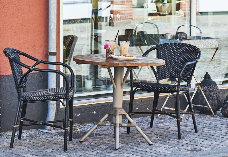 Valerie Arm Chair AluRattan - Sika Design - Outdoor Furniture - Black - Black / Cappuccino Dots - HORNE