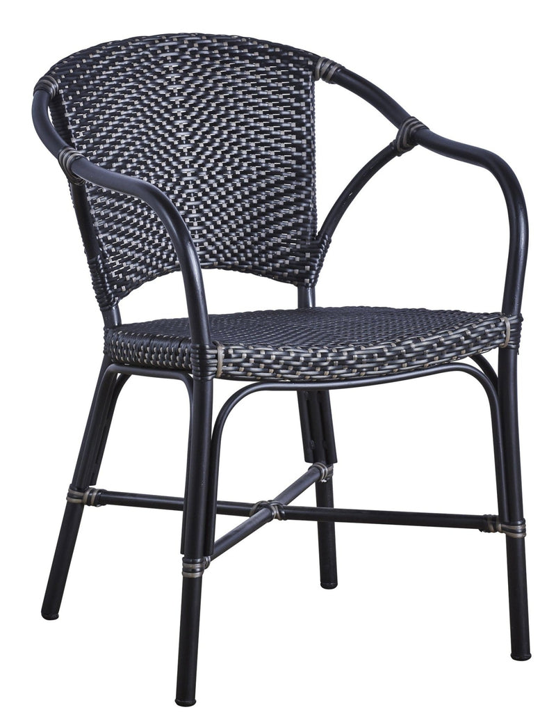 Valerie Arm Chair AluRattan - Sika Design - Outdoor Furniture - Black - Black / Cappuccino Dots - HORNE