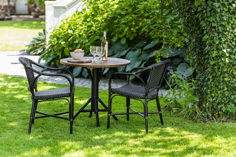 Valerie Arm Chair AluRattan - Sika Design - Outdoor Furniture - Black - Black / Cappuccino Dots - HORNE