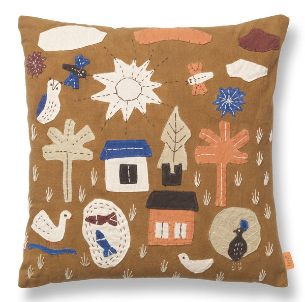 Village Cushion - Ferm Living - Bedding + Pillows - Sugar Kelp - HORNE