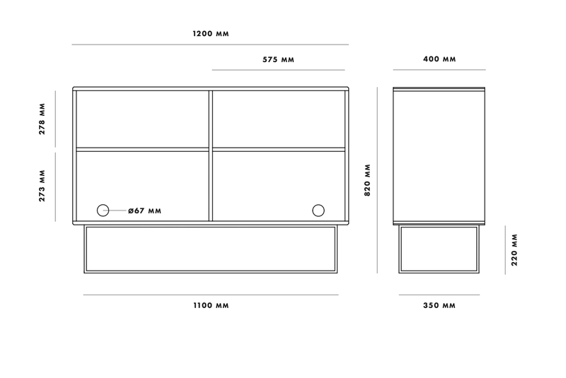 Virka Sideboard - High - Woud - Sideboards + Cabinets - White Oil Treated Oak - Black Painted Oak - Oak - HORNE