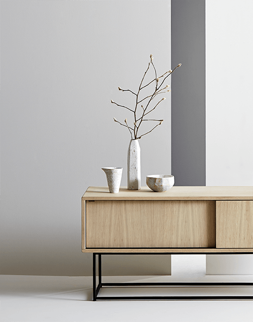 Virka Sideboard - High - Woud - Sideboards + Cabinets - White Oil Treated Oak - Black Painted Oak - Oak - HORNE