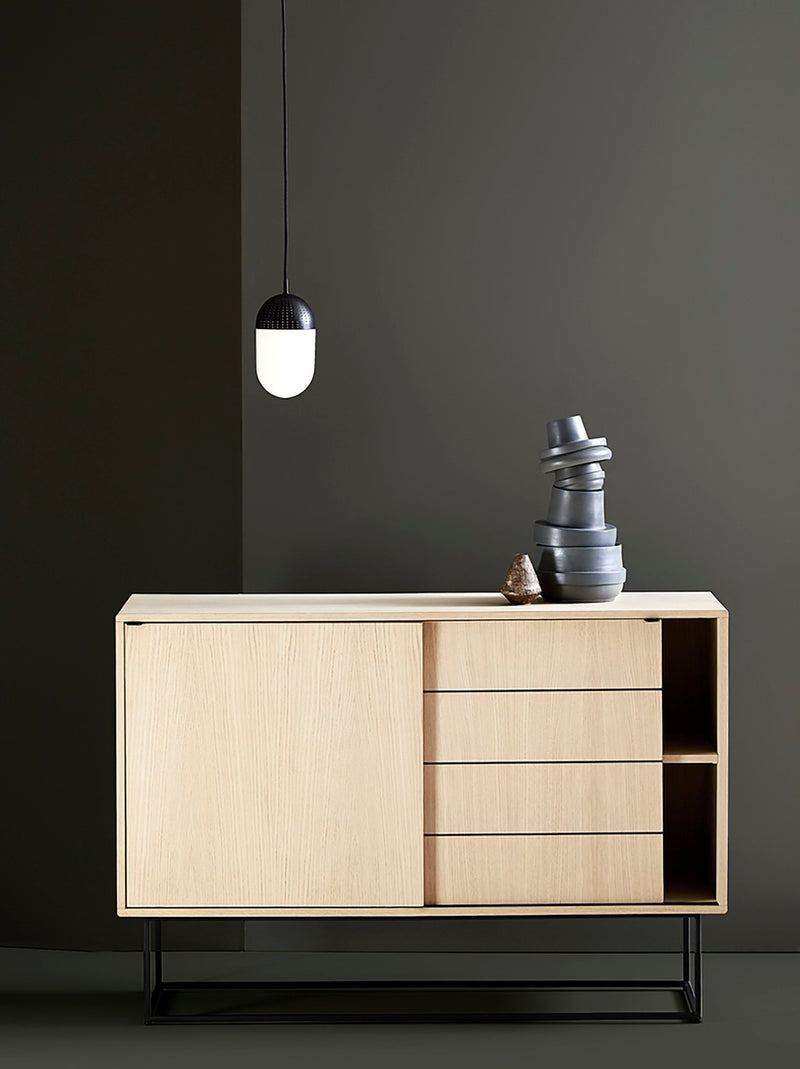 Virka Sideboard - High - Woud - Sideboards + Cabinets - White Oil Treated Oak - Black Painted Oak - Oak - HORNE