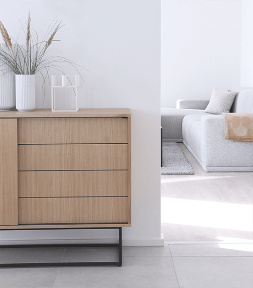 Virka Sideboard - High - Woud - Sideboards + Cabinets - White Oil Treated Oak - Black Painted Oak - Oak - HORNE