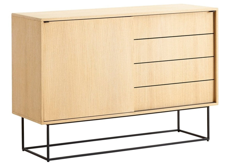 Virka Sideboard - High - Woud - Sideboards + Cabinets - White Oil Treated Oak - Black Painted Oak - Oak - HORNE