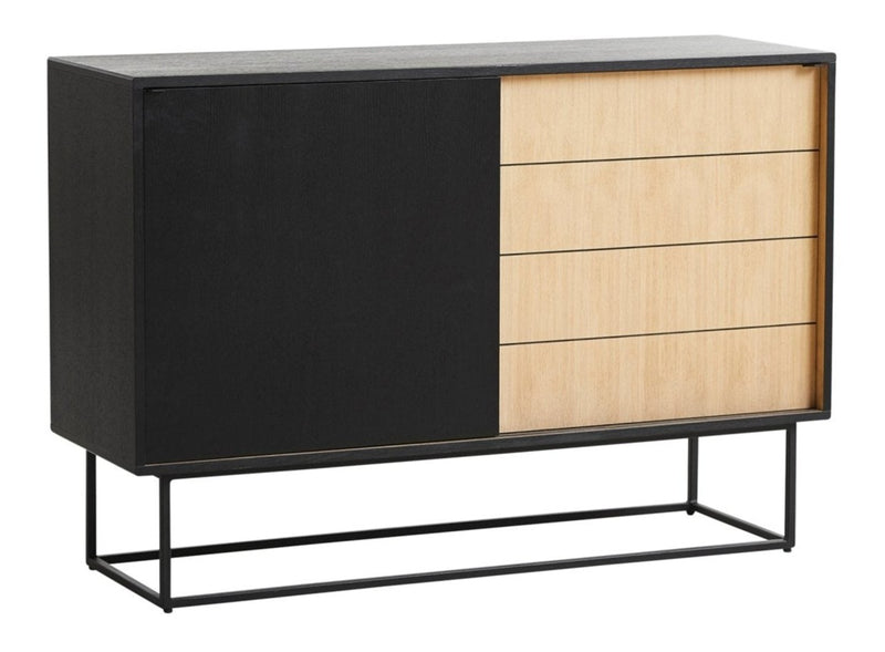 Virka Sideboard - High - Woud - Sideboards + Cabinets - White Oil Treated Oak - Black Painted Oak - Oak - HORNE