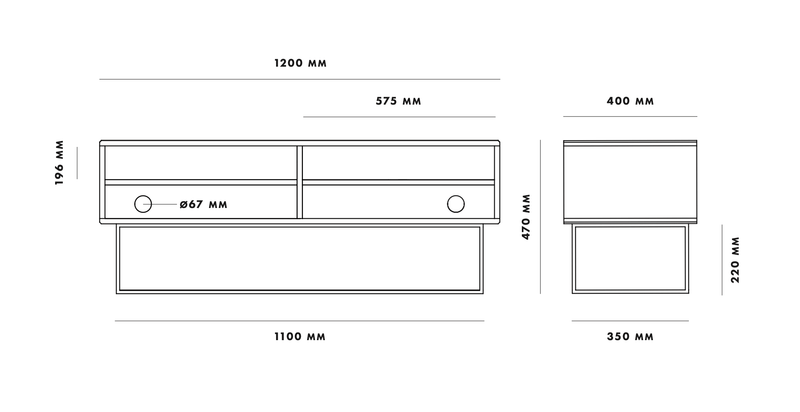 Virka Sideboard - Low - Woud - Sideboards + Cabinets - White Oil Treated Oak - Black Painted Oak - Oak - HORNE