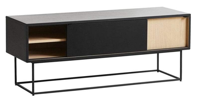 Virka Sideboard - Low - Woud - Sideboards + Cabinets - White Oil Treated Oak - Black Painted Oak - Oak - HORNE