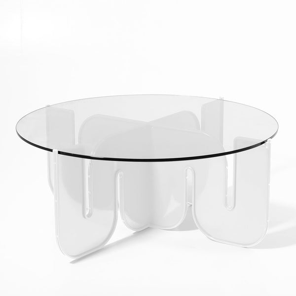 Wave Table - Bend Goods - Tables - White - Clear Glass - HORNE
