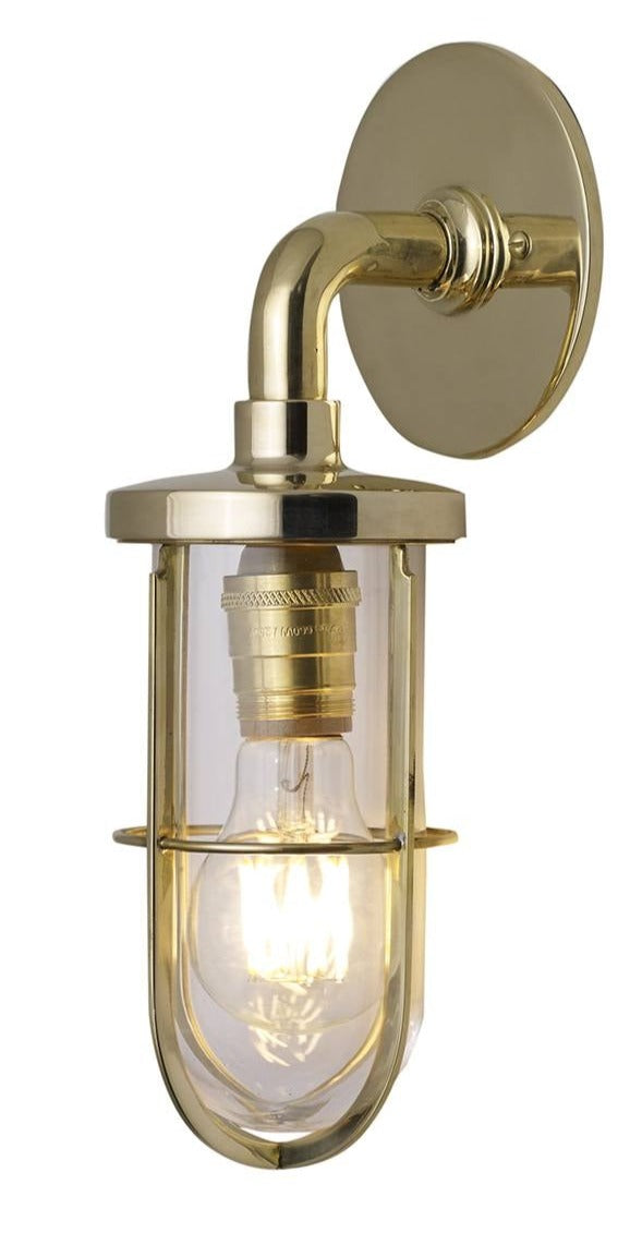 Weatherproof Ship's Well Wall Light - Davey Lighting - Outdoor Lights - Polished Brass, Clear Glass - HORNE