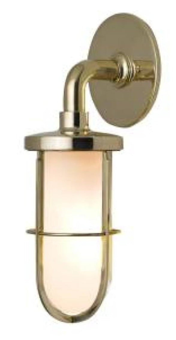 Weatherproof Ship's Well Wall Light - Davey Lighting - Outdoor Lights - Polished Brass, Clear Glass - HORNE
