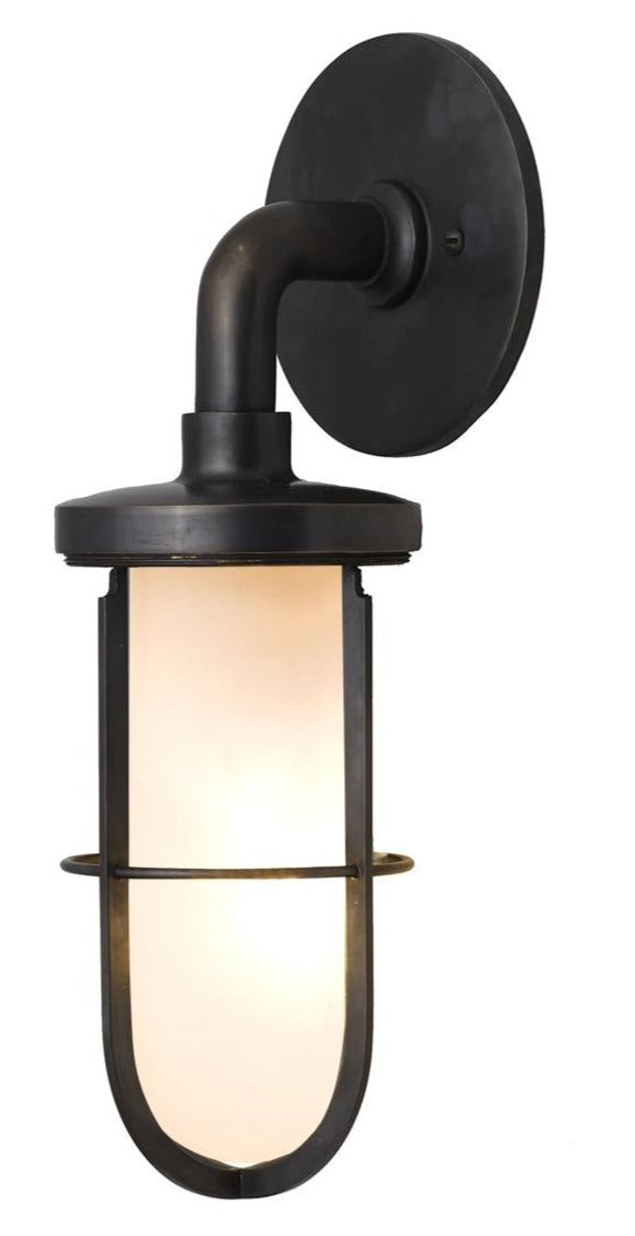 Weatherproof Ship's Well Wall Light - Davey Lighting - Outdoor Lights - Polished Brass, Clear Glass - HORNE