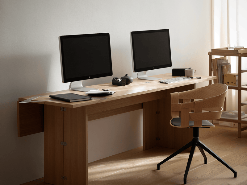 Wick Chair - Design House Stockholm - Chairs - Oak Seat/Grey Swivel Base - Add Anthracite Seat Cushion - HORNE