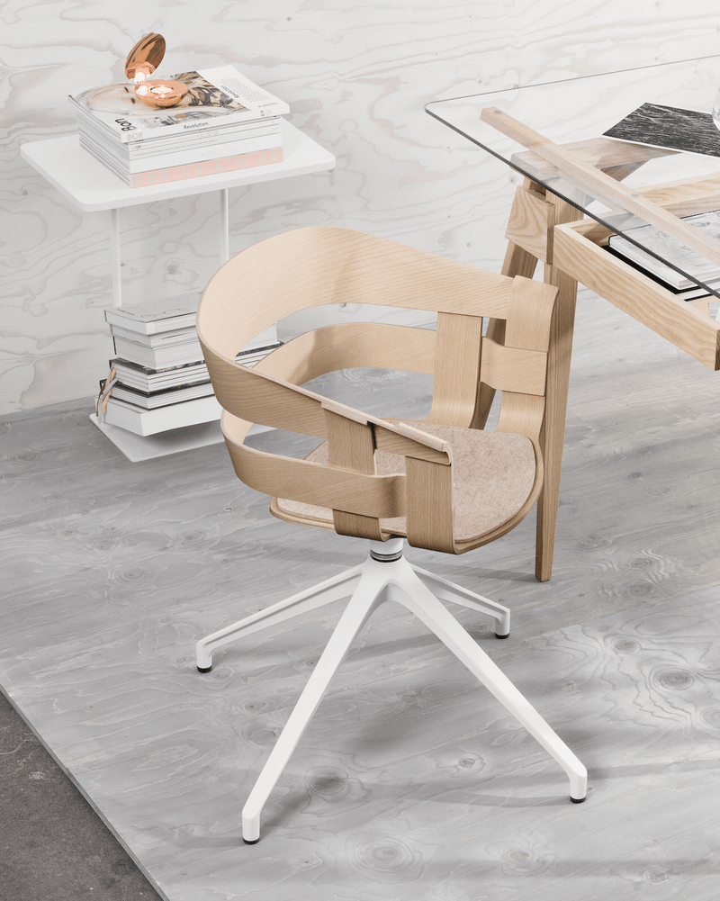 Wick Chair - Design House Stockholm - Chairs - Oak Seat/Grey Swivel Base - Add Anthracite Seat Cushion - HORNE