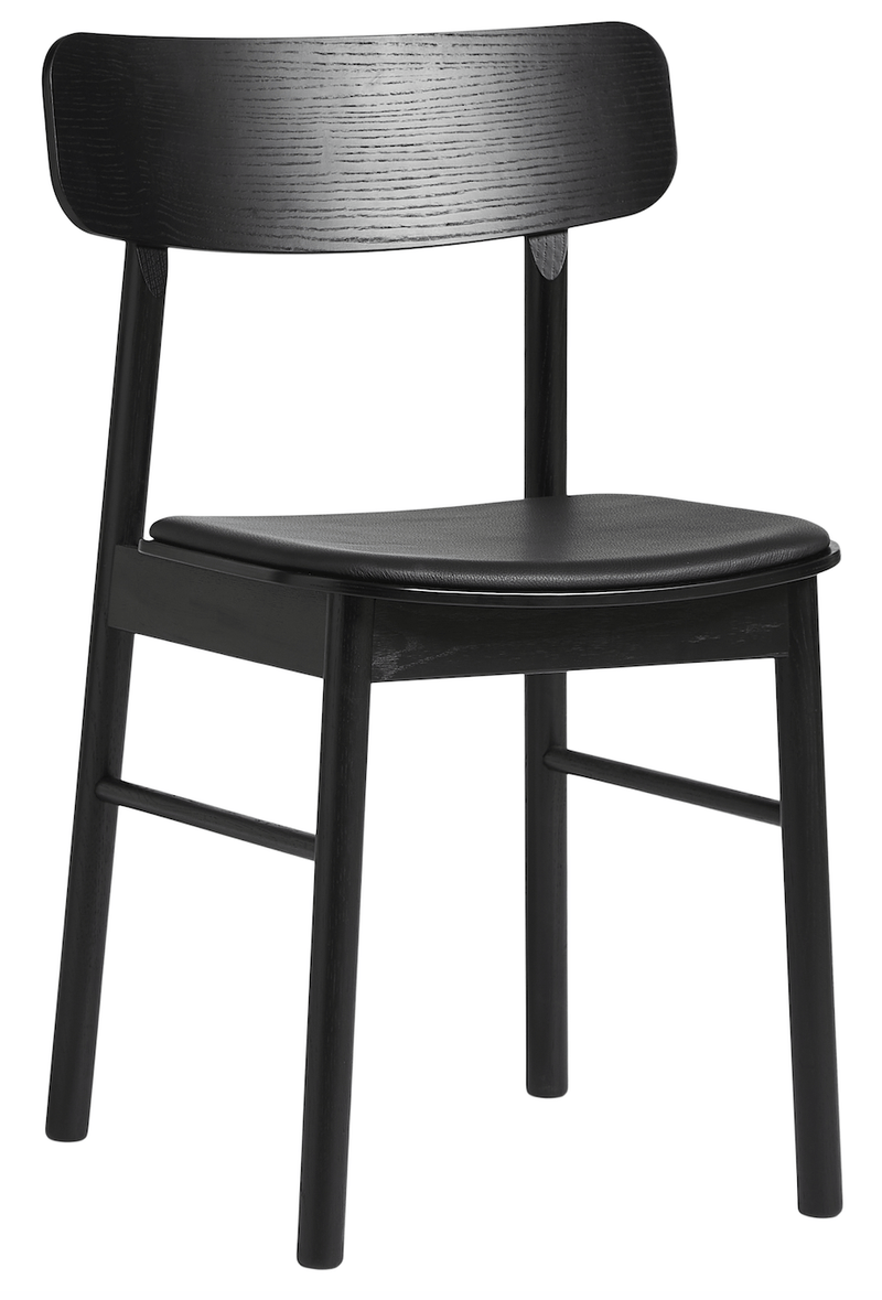 woud Soma Dining Chair w/ Leather - Woud - Chairs - Black Painted Ash w/ Black Leather Seat - HORNE