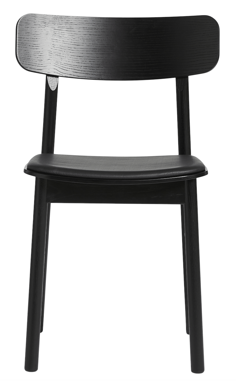 woud Soma Dining Chair w/ Leather - Woud - Chairs - Black Painted Ash w/ Black Leather Seat - HORNE