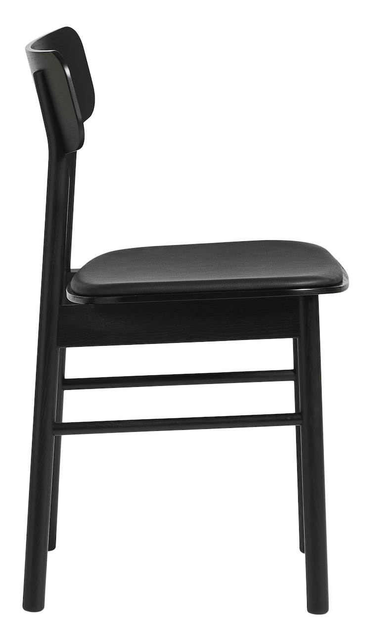 woud Soma Dining Chair w/ Leather - Woud - Chairs - Black Painted Ash w/ Black Leather Seat - HORNE