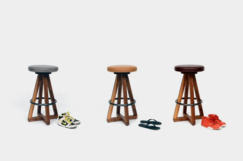 X3 Stool - Artless - Stools + Benches + Ottomans - Walnut - Blackbean - Blackened Steel - HORNE