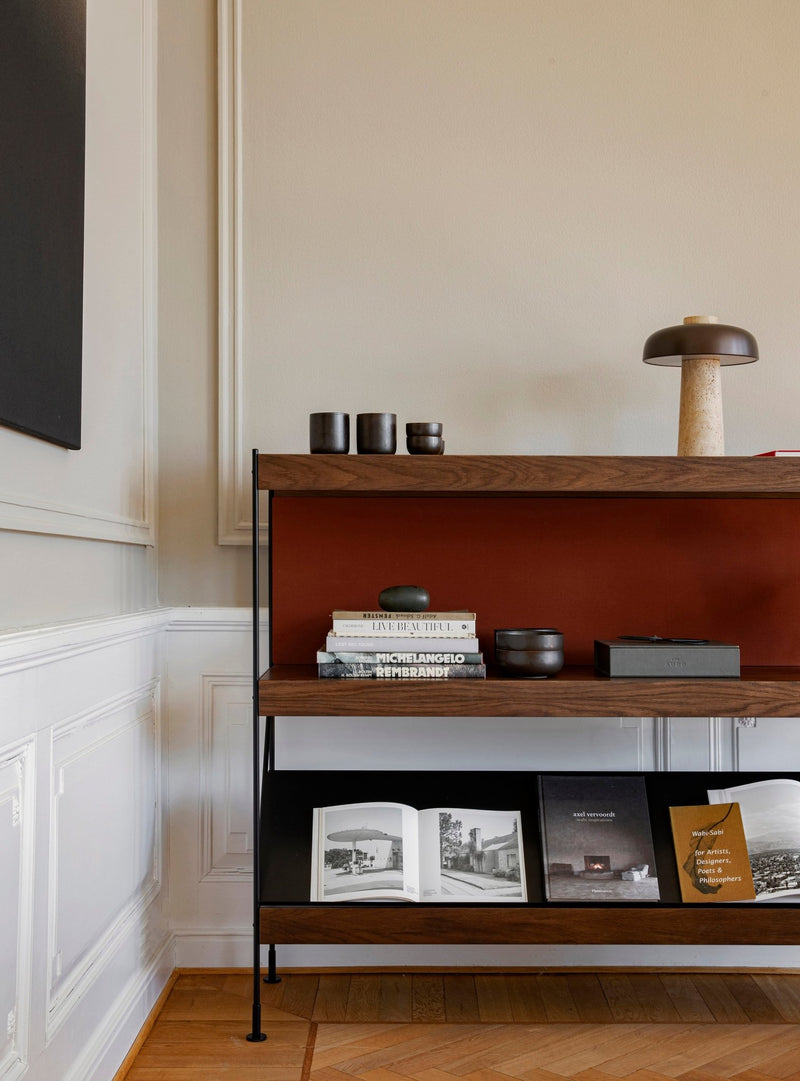 Zet Storage System, 60in, Back Panel and Magazine Shelf - Audo Copenhagen - Shelving - Back Panel - Brick Red - HORNE