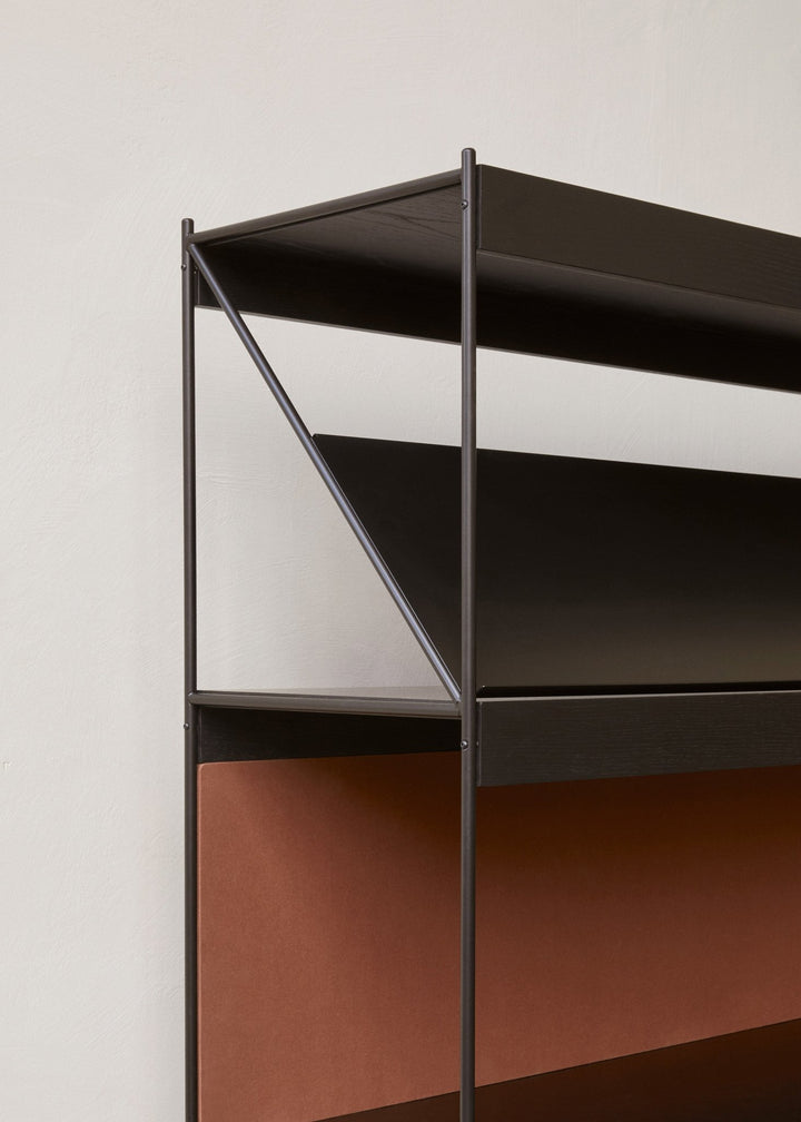 Zet Storage System, 60in, Back Panel and Magazine Shelf - Audo Copenhagen - Shelving - Magazine Shelf - Black - HORNE